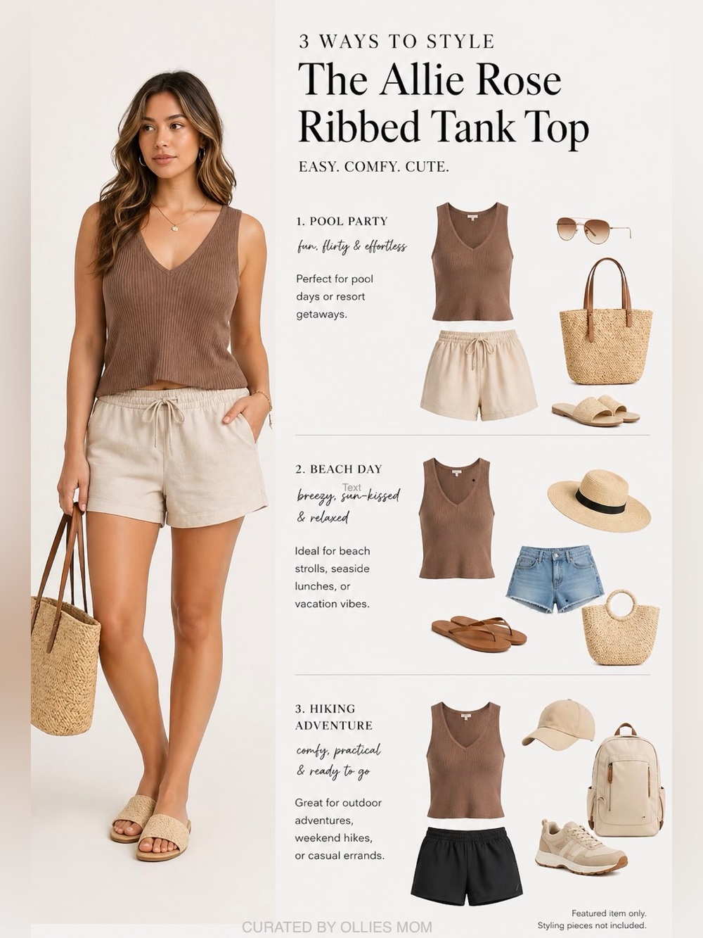 Allie Rose Ribbed V-Neck Crop Tank Top Mocha Brown Size Large NWT